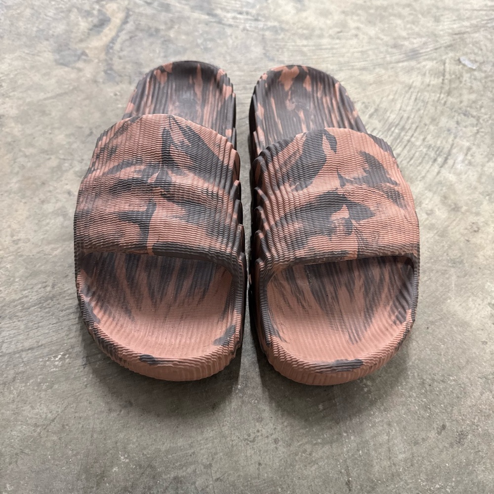 Adidas red Brown and Black Patterned Slide Sandals